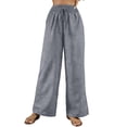 thumbnail image 2 of Maqroz Palazzo Pants for Women Dressy Plus Size Teacher Outfits Cotton Linen Summer Boho Wide Leg Drawsting High Waist Casual Lounge Pant 2026 Beach Travel Vacation Outfits Gray L, 2 of 7