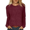 thumbnail image 2 of ClodeEU Womens Fall Long Sleeve Sweater ,Crew Neck Cozy Loose Fit Knit Pullover Sweaters Tops Wine,Womens Plus XL, 2 of 7