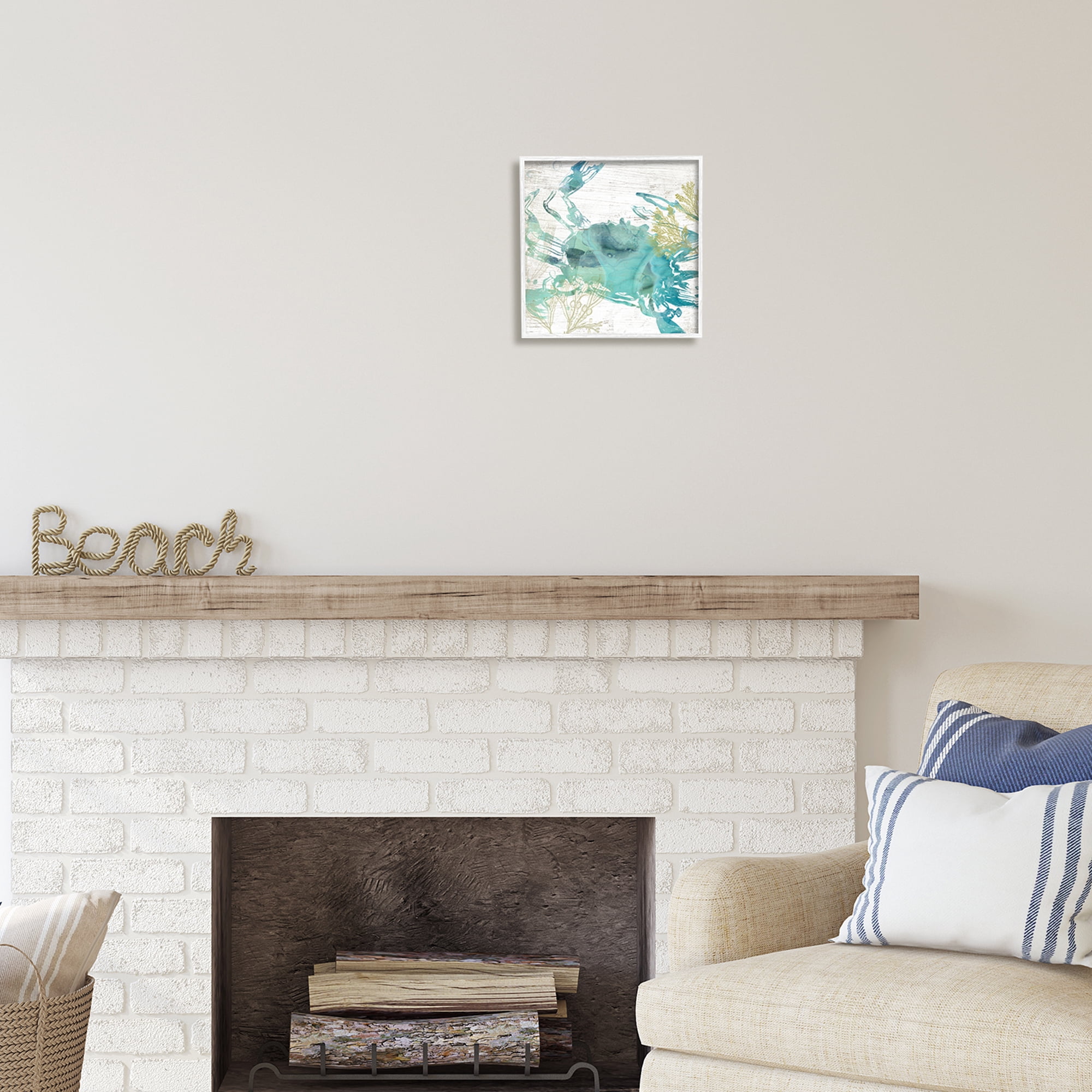 Stupell Industries Abstract Blue Crab Animals & Insects Painting White Framed Art Print Wall Art, 12 x 12