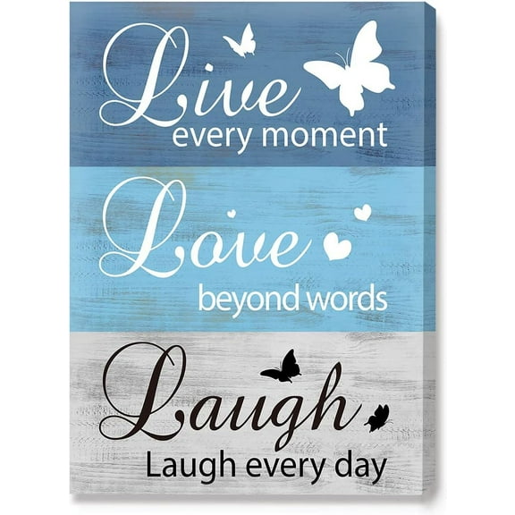 Modern Rustic Live Love Laugh Canvas Wall Art,Inspirational Quotes Wall Art Canvas Framed Painting Ready to Hang Room Décor for Home Living Room Bedroom Decorations 12"x 15"