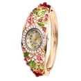 thumbnail image 2 of Naturegr Women Rhinestone Flower Bracelet Bangle Oval Dial Analog Quartz Wrist Watch, 2 of 8