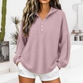 thumbnail image 2 of Womens Tops Long Sleeve Hooded Tops for Women Waffleknit V Neck Loose Casual Pullover Going Out Top, 2 of 6
