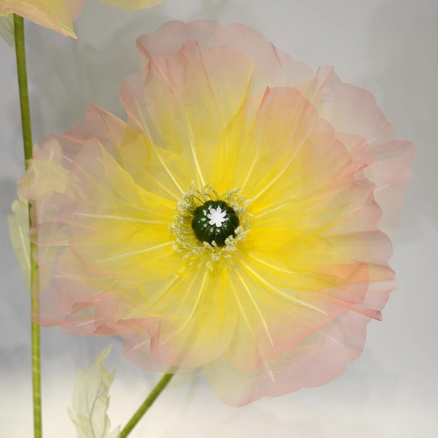 Silk Artificial Flowers, Tall Decorative Faux Stems for Home Decor, Wedding Centerpieces, Living Room Styling, Table Arrangements & Event Decorations (Yellow-Pink)