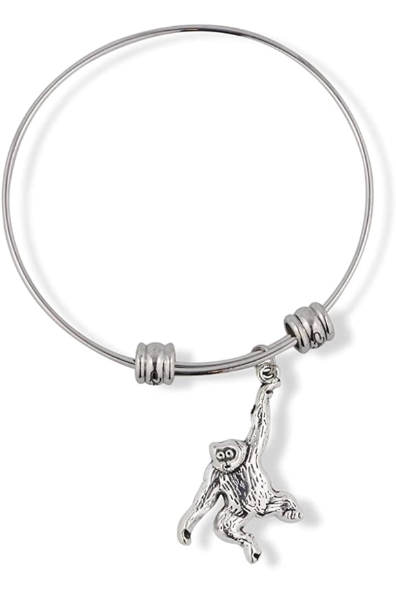 Monkey Hanging by One Arm Fancy Charm Bangle
