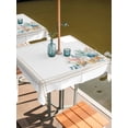 thumbnail image 2 of Outdoor Tablecloth with Umbrella Hole for Patio/Picnic/Party/Camping, Coastal Starfish Waterproof Table Cloth Square Cover Washable, Nautical Shells Coral Eucalyptus Stripes (60"x 60"), 2 of 8