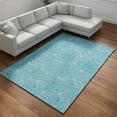 thumbnail image 2 of HomeRoots 676540 8 x 10 ft. Aqua & Ivory Geometric Transitional Washable Machine Made Rectangle Area Rug with UV Protection, 2 of 7