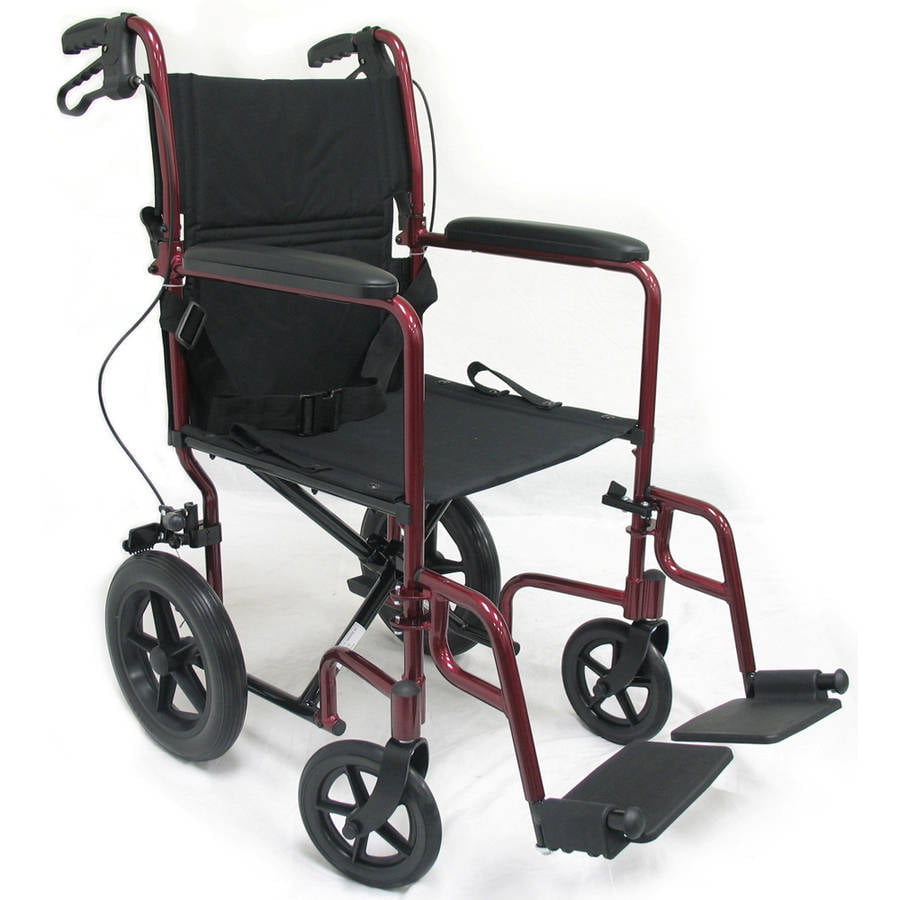 Karman Lt 1000hb Lightweight Transport Chair With Companion Brakes Burgundy Walmart Com Walmart Com
