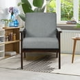 thumbnail image 4 of Gymax Wooden Upholstered Accent Chair Fabric Armchair Home Office Dark Gray, 4 of 9