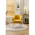 thumbnail image 2 of Velvet Accent Chair for Living Room, Vanity Chair for Makeup Room with Gold Metal Legs, Modern Upholstered Leisure Armchair with Shell Shape Back for Living Room Bedroom (Yellow), 2 of 7