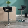 thumbnail image 6 of Tcbosik Black Velvet Upholstered 360°Swivel Bar Stools Set of 2, 23.62"-32.08" Adjustable Counter & Bar Seat Height, with Curved Back, Cushioned Seat Chrome Base, Modern Dining & Bar Seating, 6 of 6