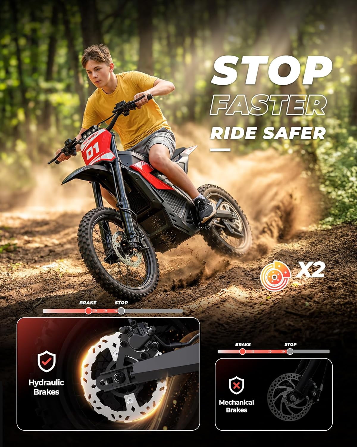 Electric Dirt Bike for Teens Adults, 3550W  Ebike, 38MPH & 45Miles Miles Electric Mountain Bikes, 48V/26AH Battery Ebike, 14"/12" off-Road Tire, Full Suspension Mountain Off-Road E Dirt Bike