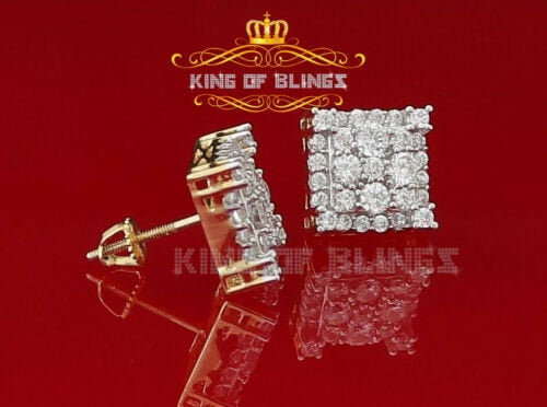 King of Bling's Yellow 925 Silver 0.96ct Cubic Zirconia Men's/Women's Screw Back CZ Stud Earring