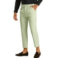 thumbnail image 4 of INSPIRE CHIC Men's Pleated Front Slim Fit Solid Business Cropped Dress Pants 30 Light Green, 4 of 6