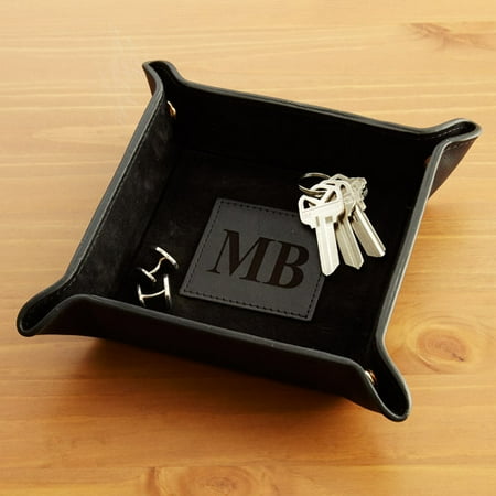 Personalized Leather Tray, Black