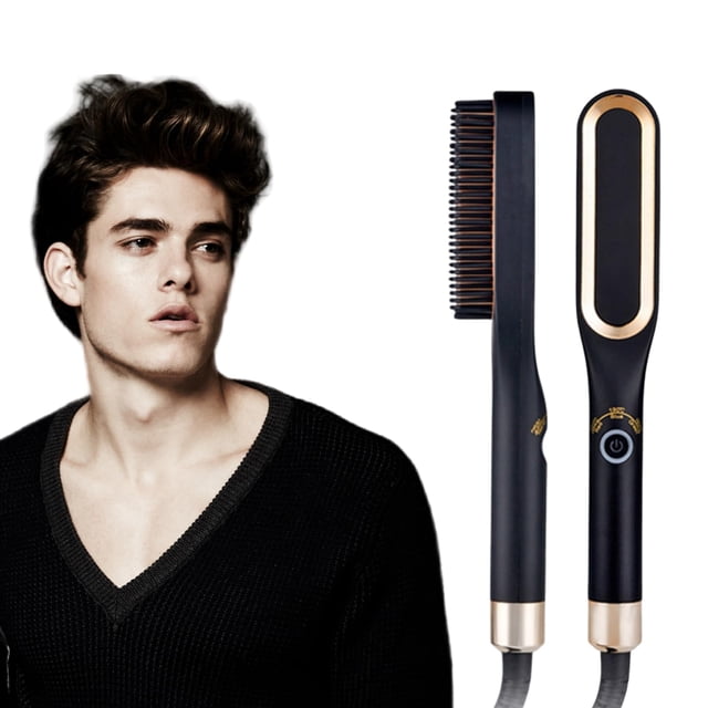 Peine Eléctrico para Hombres, Peine alisador de pelo eléctrico para hombre, Plancha de Pelo con Cepillo Caliente, Peine alisador de cabello portátil, Para alisar y pei