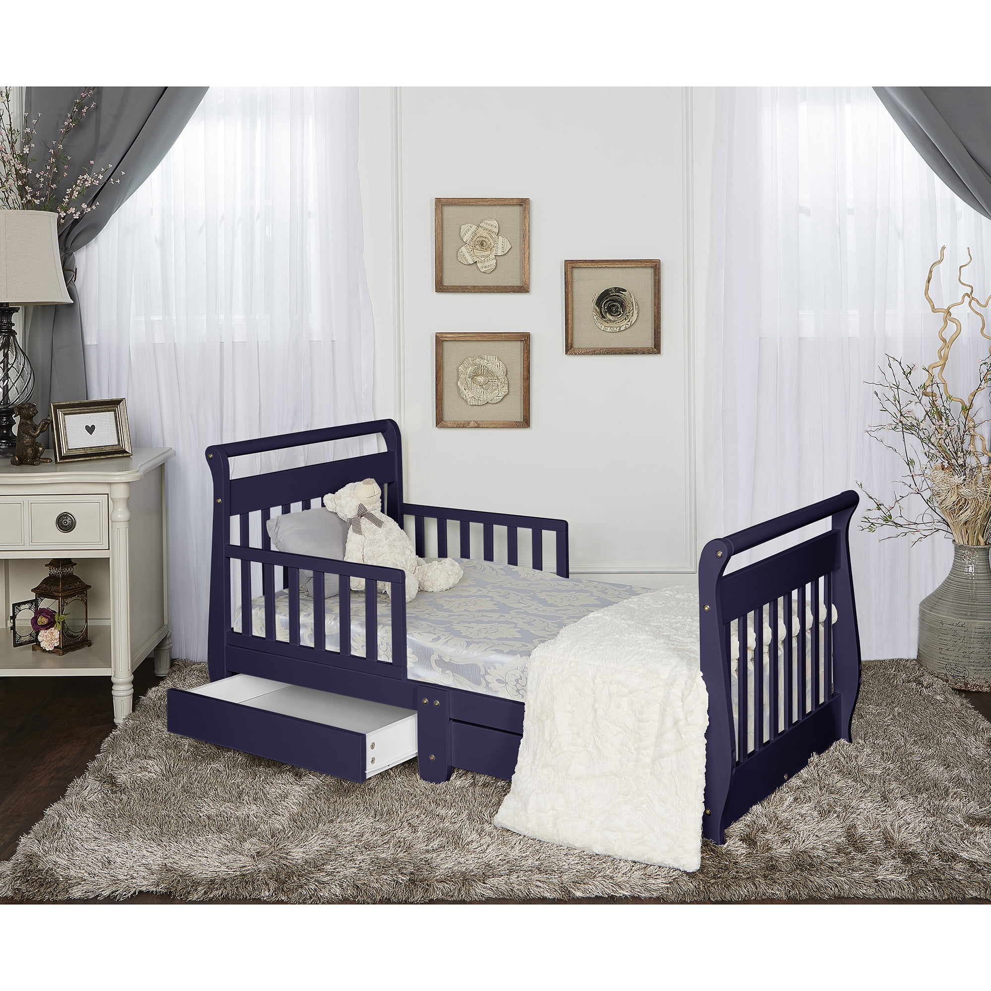 Sleigh Bed with Storage Black Toddler Infant Indoor Wood Nursery Bedroom Sleeper 733281126502 eBay