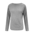 thumbnail image 4 of TAGOLD Womens Sweater Tops,Casual Plus Size Fall Tops Blouse for Womens,Fashion Women's Casual Solid Round Neck Hem Slit Loose T-shirt Top Button Blouses Gray XXL, 4 of 4