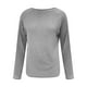 thumbnail image 4 of Tops de manga larga,Camiseta informal holgada para mujer, blusa con cuello redondo y botones con abertura en el bajo, mezcla de poliéster, ideal para el hogar y la oficina, sopatenor, 4 of 7
