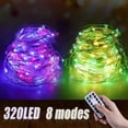 thumbnail image 4 of Cortina de luz LED de 4 colores, USB Power 320 LED Multicolor Light String, 33.2 Meter 8 Mode Remote Flashing Mode Fairy String Lights, Wedding Party Home Garden Dormitorio Outdoor Interior Wall Decor Adepaton CJWUS-2039, 4 of 8