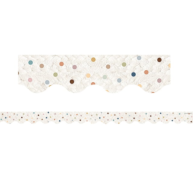 TEACHER CREATED RESOURCES (6 PK) WELCOME DOTS SCALLOPED BORDR