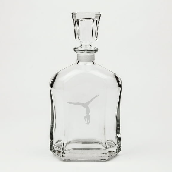 Gymnast Handstand Deep Etched Crystal Whiskey Decanter