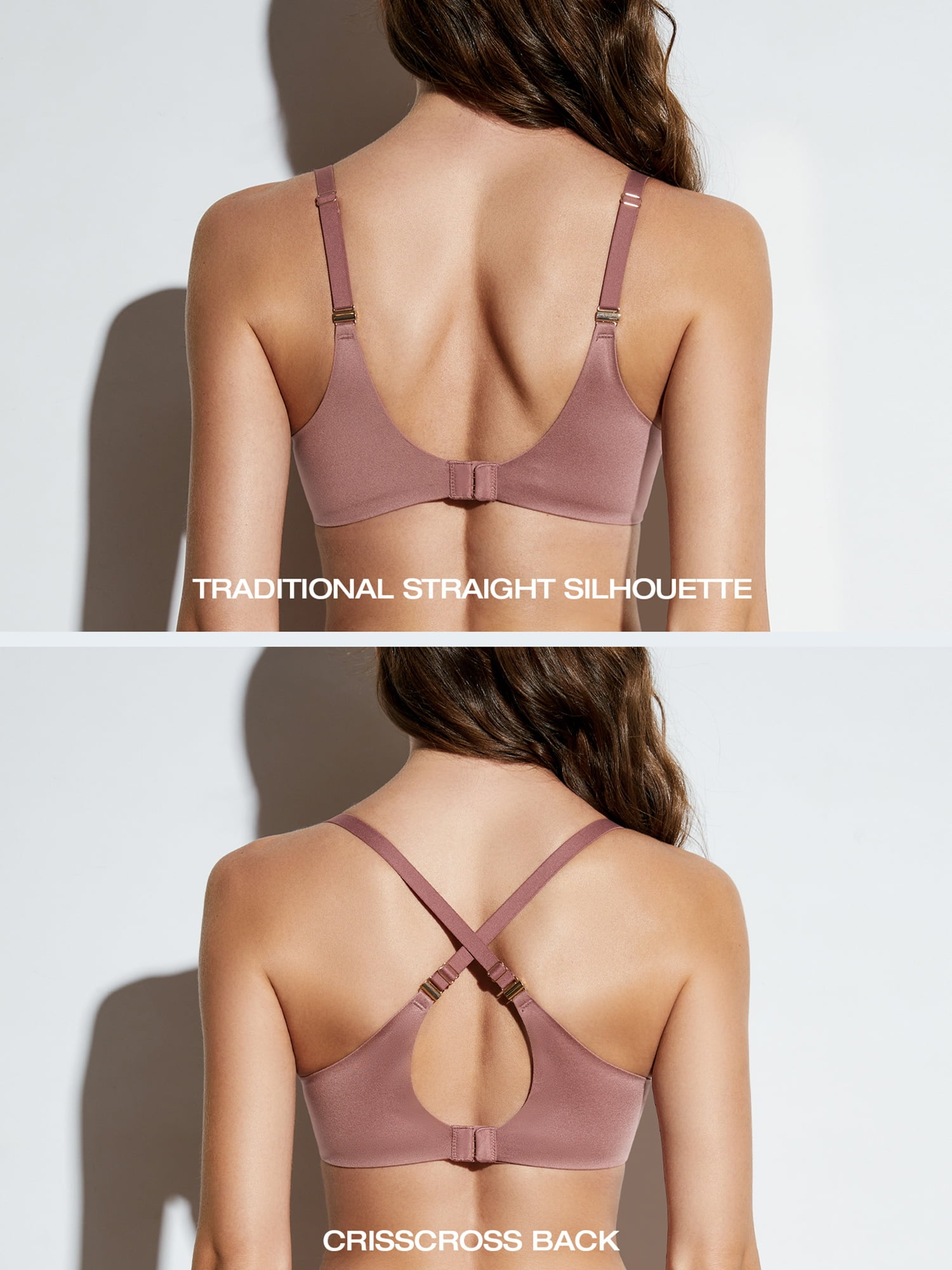 Deyllo Women's Push Up Bra Underwire Full Coverage Padded Seamless Multiway T Shirt Bra, Vintage Rose Pink 36A