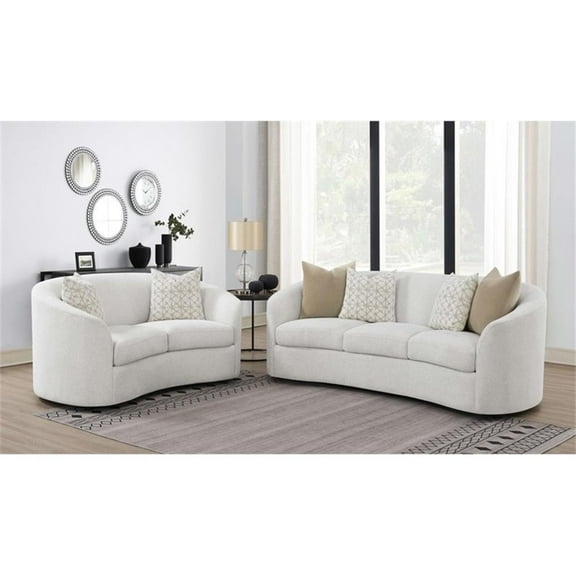 Maklaine 2-piece Modern Fabric Upholstered Tight Back Living Room Set Latte