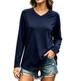 thumbnail image 3 of Josdec Solid V‑Neck T‑Shirt for Women Raglan Long Sleeve Curved Hem Soft Knit Casual Basic Base Tops S‑2XL, 3 of 7