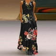 thumbnail image 2 of Midsumdr Womens Dresses 2025 Casual Loose Plus Size Boho Floral Printed Summer Dress Beach V-neck Pocket Sleeveless Flowy Maxi Dress, 2 of 5