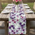 thumbnail image 4 of Purple Pink Roses Table Runner 72 Inches, Spring Floral Elegant Pastoral Botanical Bed Runner Dresser Scarves Tabletop for Indoor Outdoor Parties/Ceremony/Banquet, 16" x 72", 4 of 8