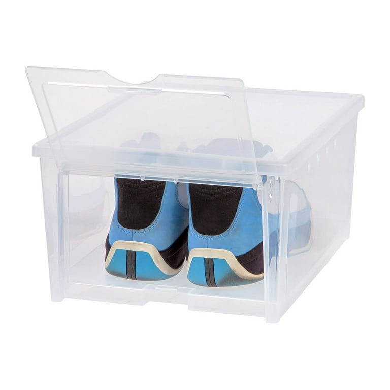 Iris usa wide plastic pull down front access shoe box hot sale