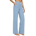 thumbnail image 2 of VBVC Women's High Waist Cotton-Linen Capri Pants,Wide Leg Cropped Trousers For Women,Ladies Summer Lightweight Beach Lounge Sweatpants with Pockets,Light Blue,S-2XL, 2 of 8