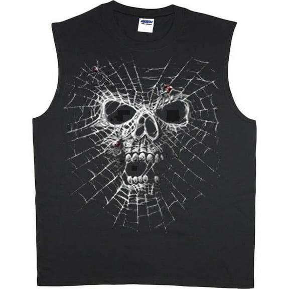 Spider web skull t-shirt sleeveless t-shirt muscle tee for men