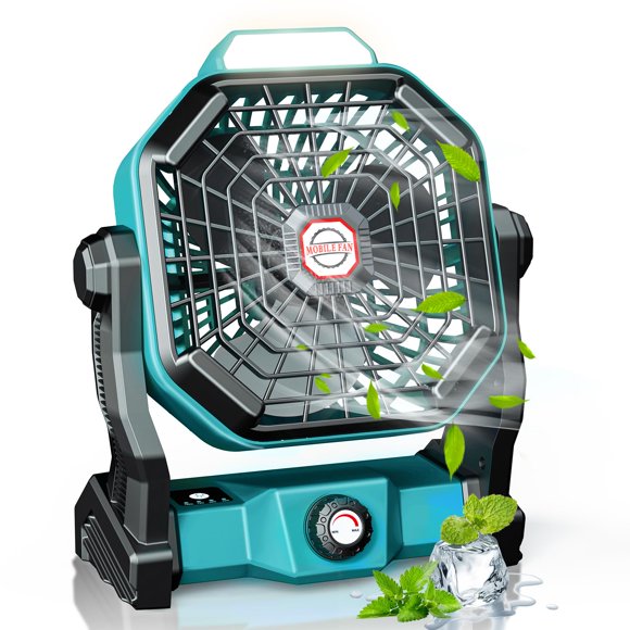 Ventilador de camping JINLICTE de 9 pulgadas con linterna LED de 2000 mAh y 500 ml