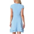 thumbnail image 3 of INSPIRE CHIC Women's Cap Sleeves Round Neck Tiered Ruffled Hem Above Knee Dress XL Sky Blue, 3 of 6