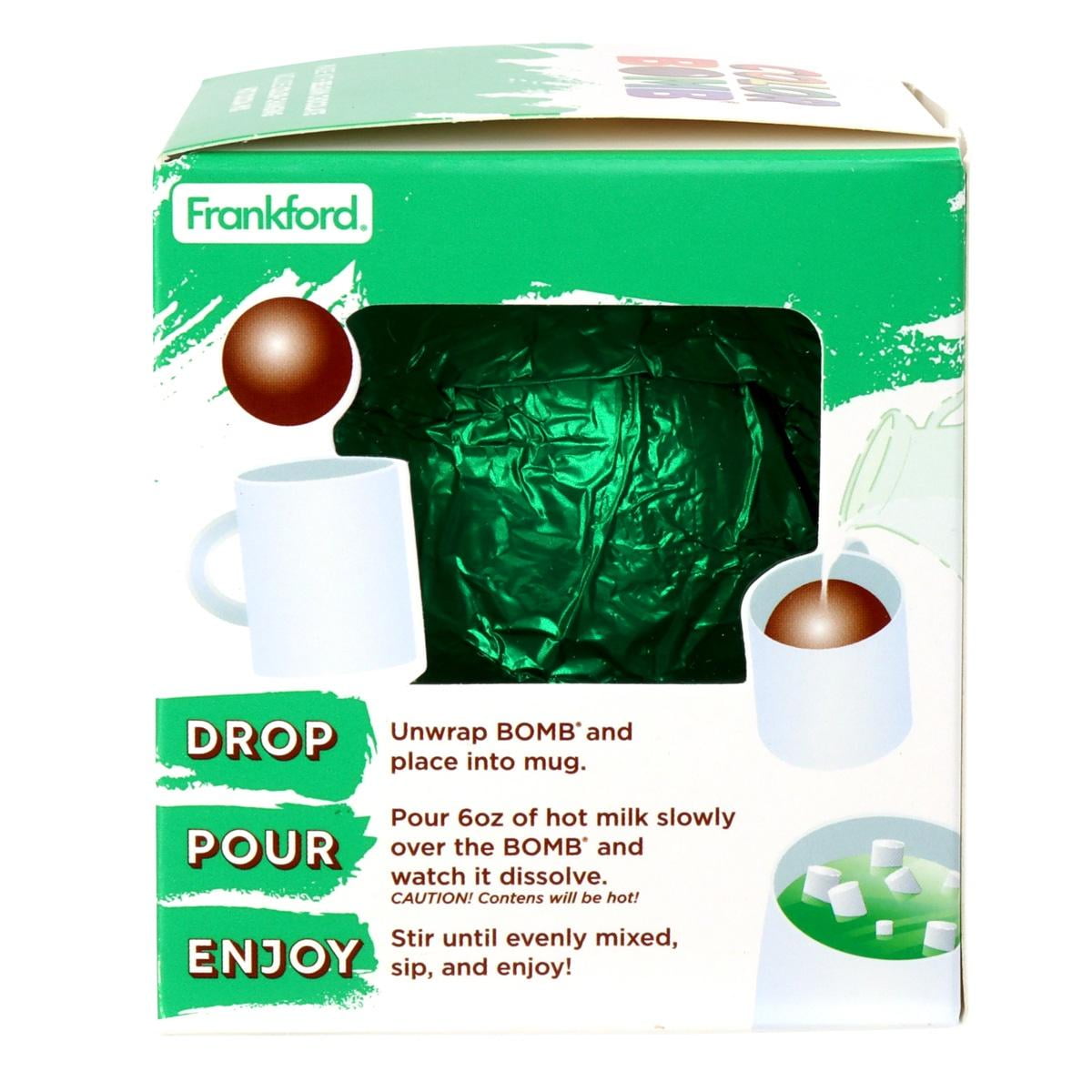 (12 pack) Frankford Hot Chocolate Color Bomb, Milk Chocolate, Green 1.23oz