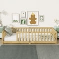 thumbnail image 2 of URTR Natural Solid Rubber Wood Twin Floor Bed with Safety Guardrails, Low Profile Bed Frame for Transition, Easy Assembly, 2 of 11