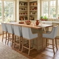 thumbnail image 3 of Dayalane Modern Farmhouse Bar Stools Set of 2, 26.5" Counter Height Bar Stools with Armrests, Linen Upholstered & Solid Wood Legs Island Chairs for Dining Rooms Kitchens Pub, Gray, 3 of 11