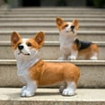 thumbnail image 3 of NAMZI Cute Corgi Dog Figurines,Resin Garden Patio Simulation Dog Statues Decor Outdoor Hand-Painted Ornaments Yard Art Lovely Sculptures Black 28x18x26cm(11x7x10inch), 3 of 5