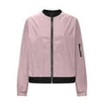 thumbnail image 6 of Htigea Womens Bomber Jacket Coat Casual Stand Collar Zip Up Lightweight Fall Fashion Jackets Outfits with Pockets Pink S, 6 of 7