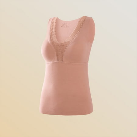 

Zedker Thermal Wear for Women Womens Winter Clothing Women s Calcined Color Thermal Vest Women s Bra Cushion V-Neck Lace Seamless Thermal Underwear Vest