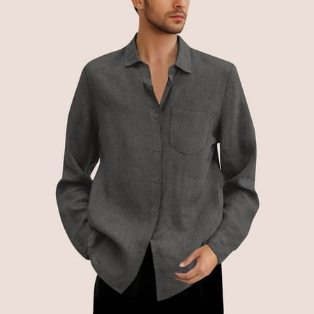 BXINGOHAI Dress Shirts for Men Long Sleeve Mens Dress Shirts Loose Fit Casual Button Down Shirts Big Shirts Dark Gray 2XL