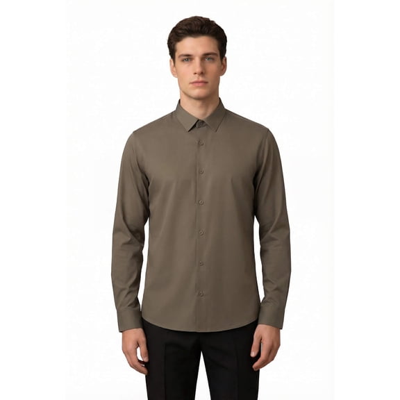 Cloudstyle Men's 80s 4-Way Stretch Non-Iron Dress Shirt - UV Protective Business Casual Slim Fit Spread Collar Shirt