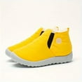 thumbnail image 2 of Kids Snow Boots Slip on Warm Fuzzy Lined Ankle Booties Boys Girls Winter Casual Solid Color Thick Soft Sole Low Top Walking Shoes 12 Little Kid Yellow, 2 of 4