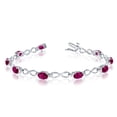 thumbnail image 1 of 10K White Gold Oval Ruby Stones And Diamonds Infinity Tennis Bracelet, 7", 1 of 1