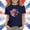 Navy, variant on Babcutegg Independence Day Patriotic Graphic T-Shirt With Soft Cotton Fabric, Classic Round Neck And Short Sleeves For Everyday Wear Black Size 12