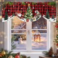 thumbnail image 6 of Christmas Tie Up Valances Curtain, Winter Santa Gnome Pine Tree Xmas Snowfall Red Plaid Adjustable Rod Pocket Short Window Treatment Tie Up Curtains Valances for Kitchen Living Room Bathroom 42x12 In, 6 of 9