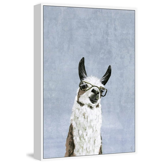 Cool Llama II Floater Framed Painting Print on Canvas