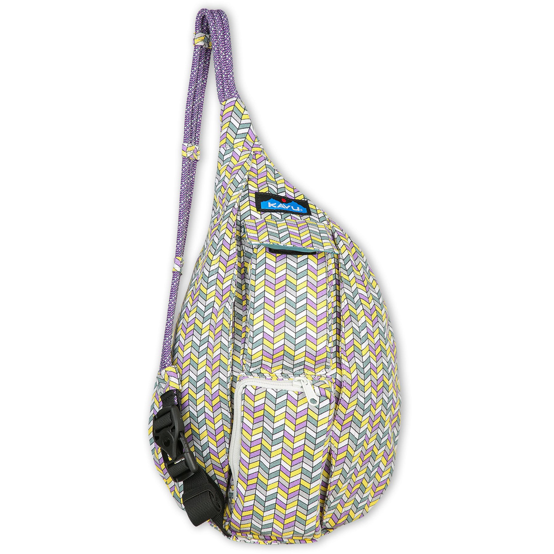 Purple Pattern KAVU Rope Bag Crossbody Sling Backpack Cotton Travel Purse 