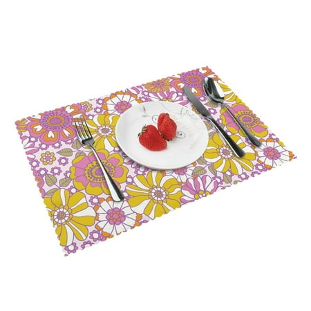 

Western Placemat Restaurant Table Mat Anti-Oil Heat Insulation Plate Mat Hotel Family Banquet Special Placemat 12x18in 4 Pieces Retro Floral